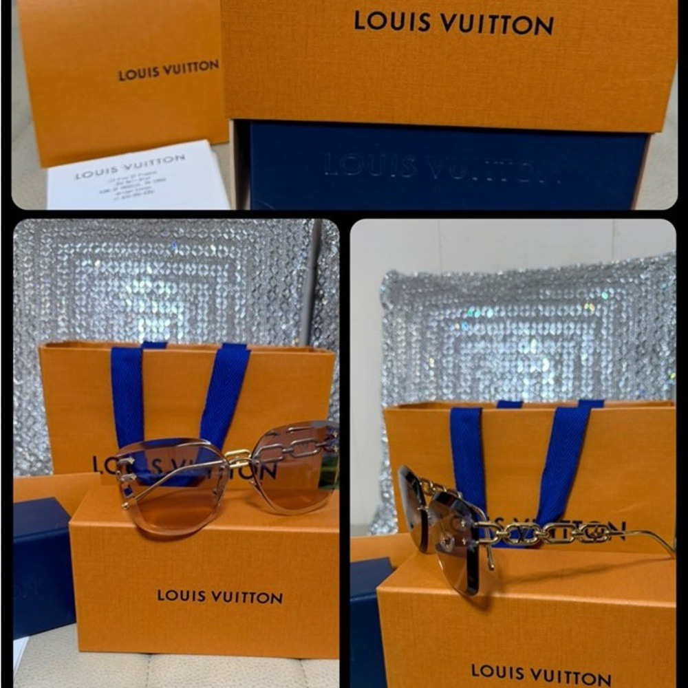 Louis Vuitton Brown Sunglasses with Gold Detailing